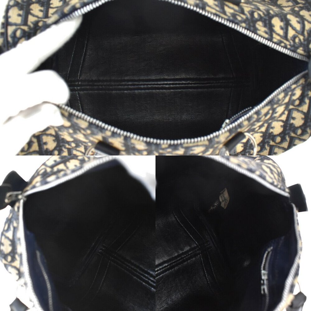 Christian Dior Trotter Pattern Hand Bag Canvas Le - Picture 9 of 10
